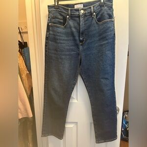 LOFT Dark Blue High Rise Straight-Leg Jeans | Size 12/31